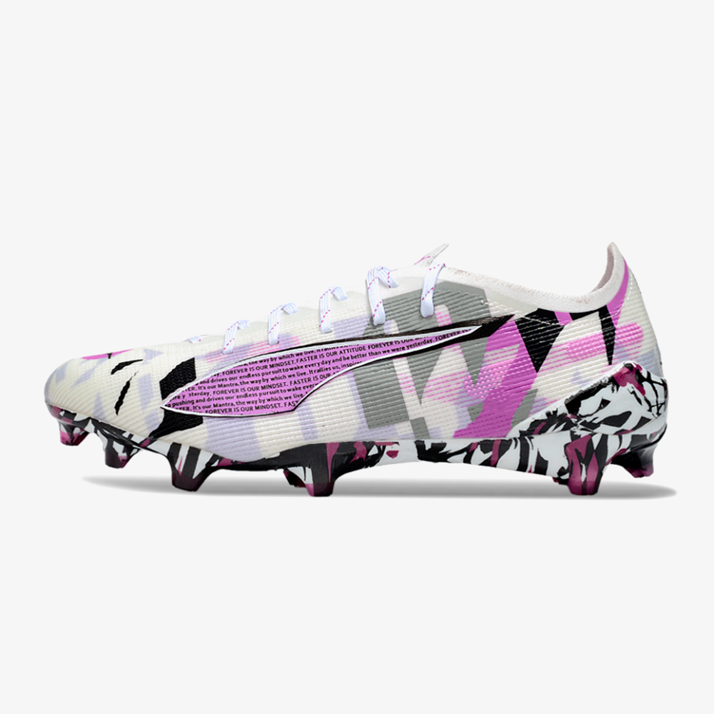 Chuteira Puma Ultra 5 Ultimate FG - Branca e Roxa