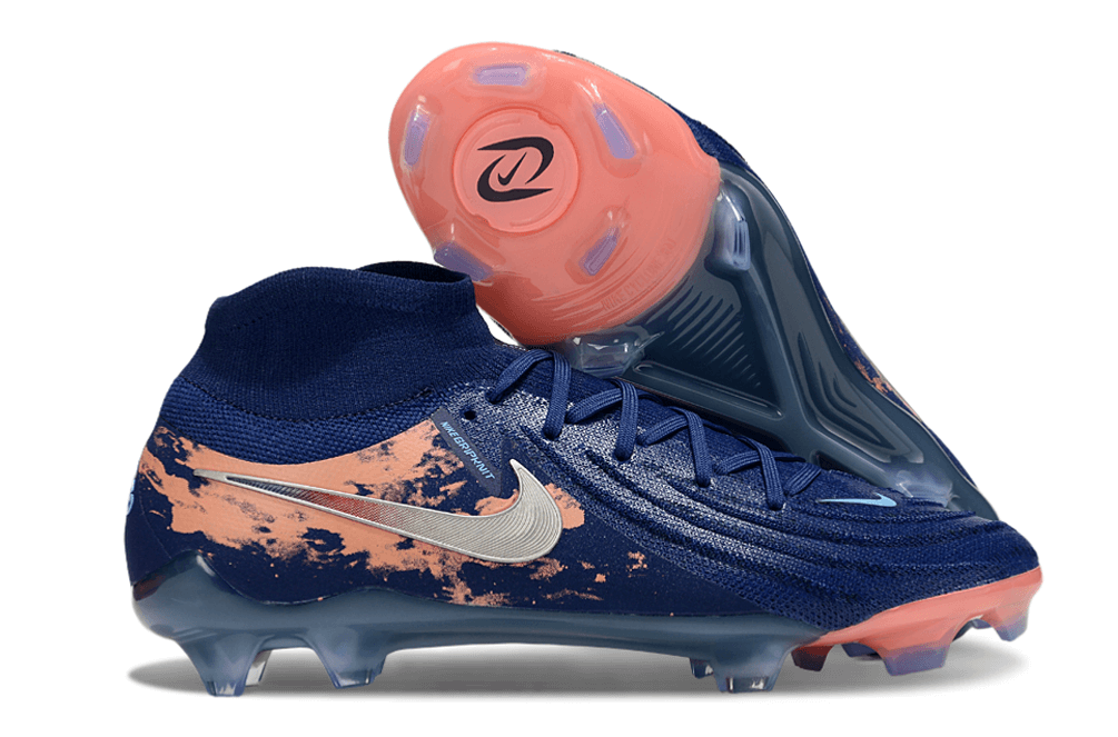 Nike Phantom Luna Elite FG - Azul e Rosa "Halaand" com design em azul e rosa, ideal para desempenho em campo.