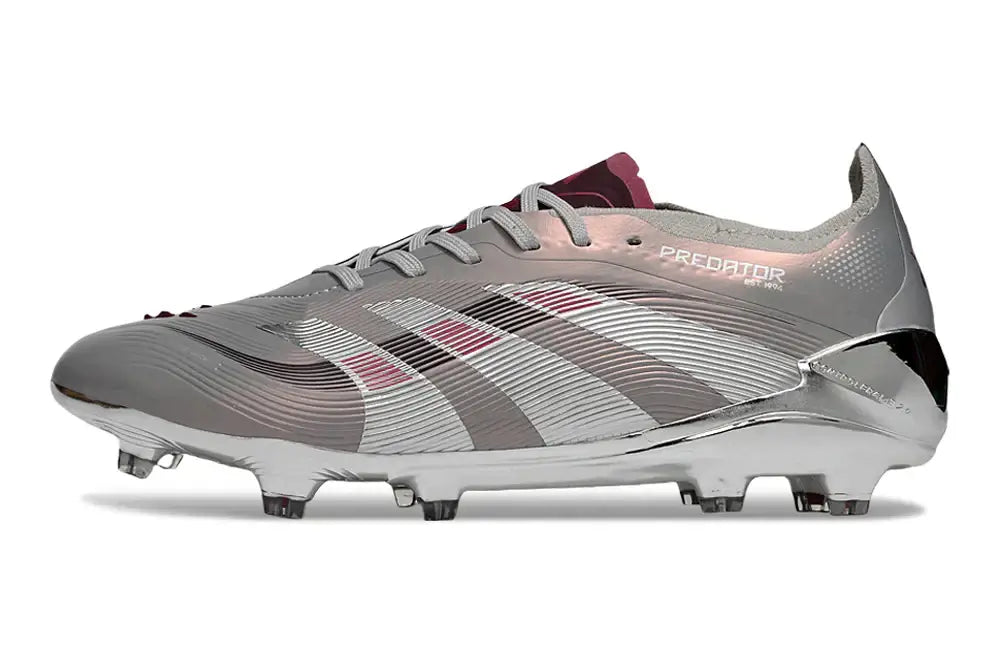 Adidas Predator Elite Bellingham FG - Prata, chuteira de futebol em prata com design moderno e otimização para desempenho.