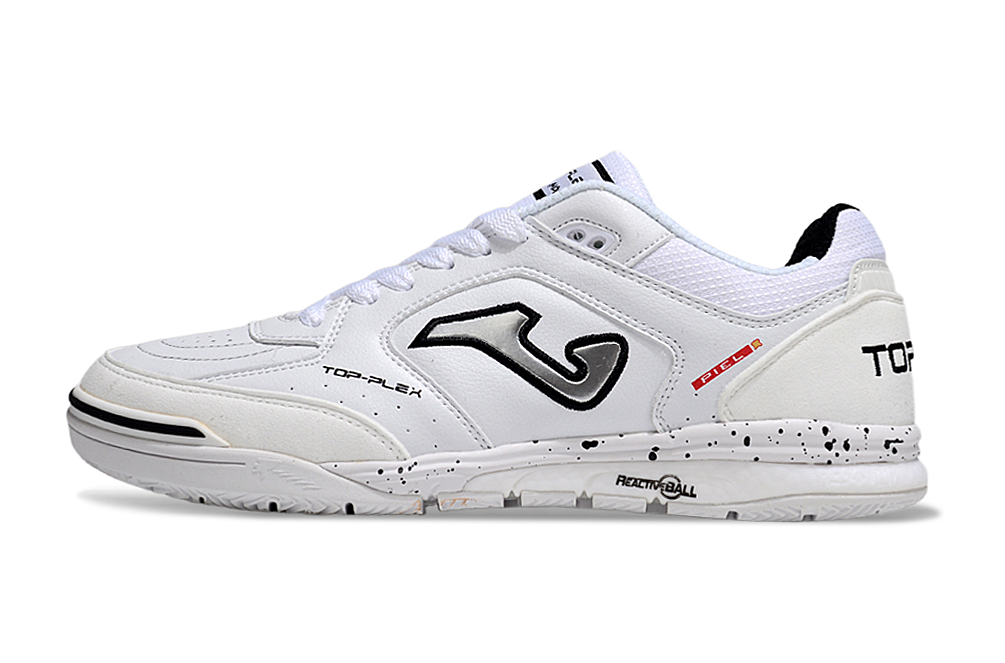 Chuteira Futsal Joma Top Flex Rebound IC Branca e Prata