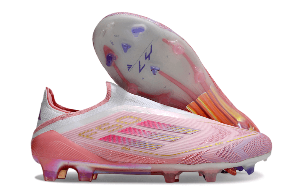 Chuteira Adidas F50 LL YAMAL FG - Rosa, modelo leve e ágil para futebol.