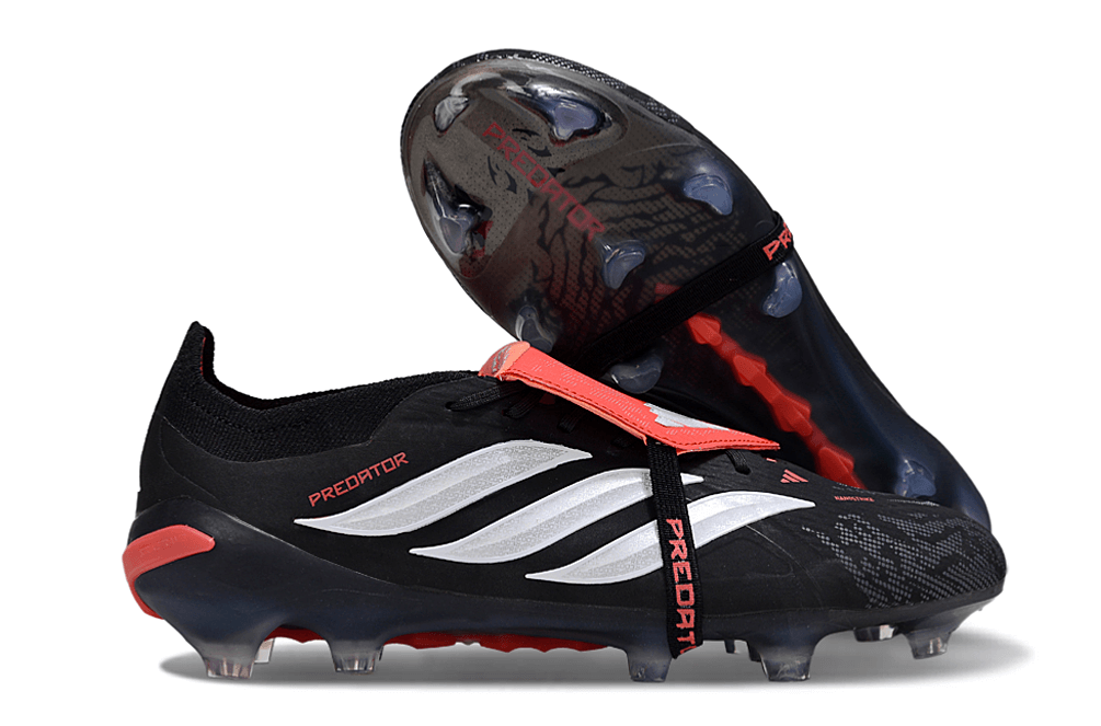 Chuteira Adidas Predator Elite FG 26 - "Finishers Steel" Preta e Branca, com design clássico e tecnologia avançada.