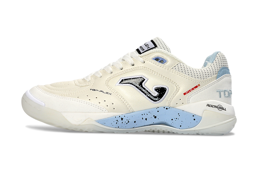 Chuteira Futsal Joma Top Flex Rebound IC Bege e Azul