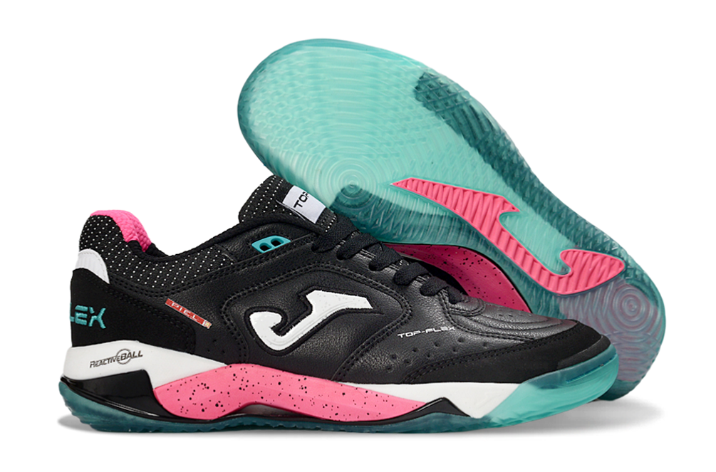 Chuteira Futsal Joma Top Flex Rebound IC Preta e Rosa