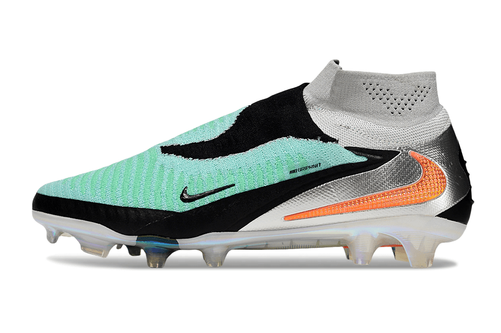 Chuteira Nike Phantom 6 Elite FG - Cinza e Preta, modelo de futebol com tecnologia de ponta e design icónico.