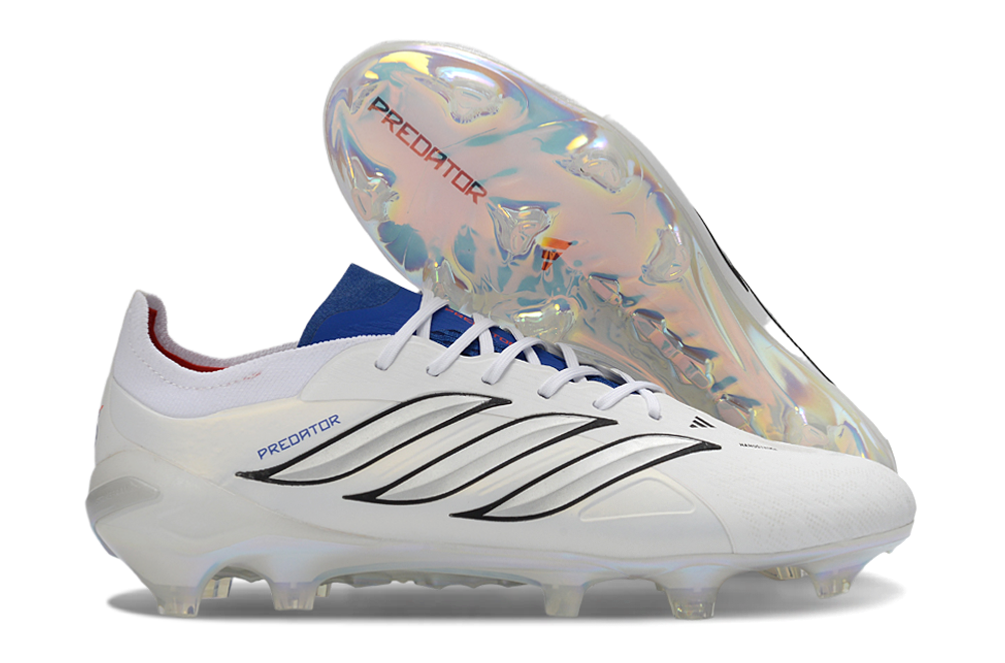 Chuteira Adidas Predator Elite FG 26 - Branca e Azul "Bellingham"