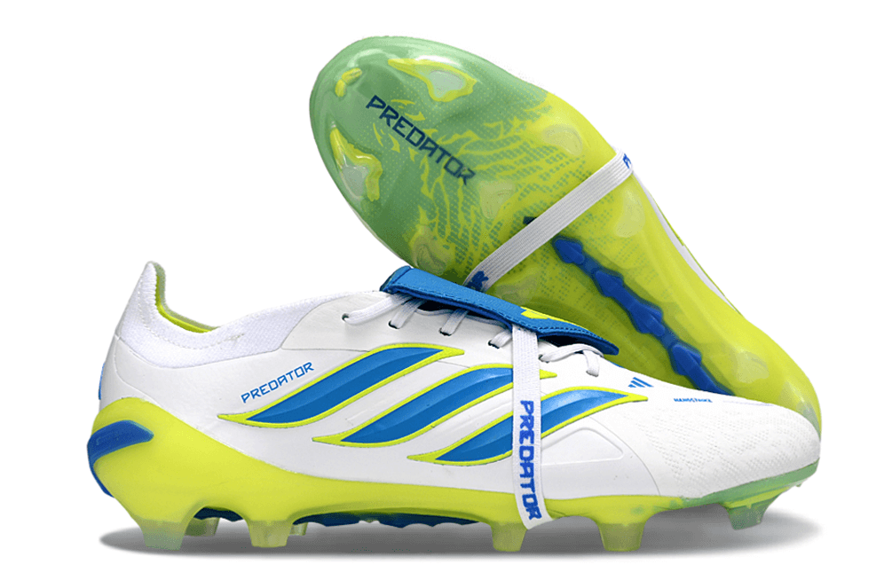 Chuteira Adidas Predator Elite FG 26 - "Finishers Steel" - Branca e Amarela