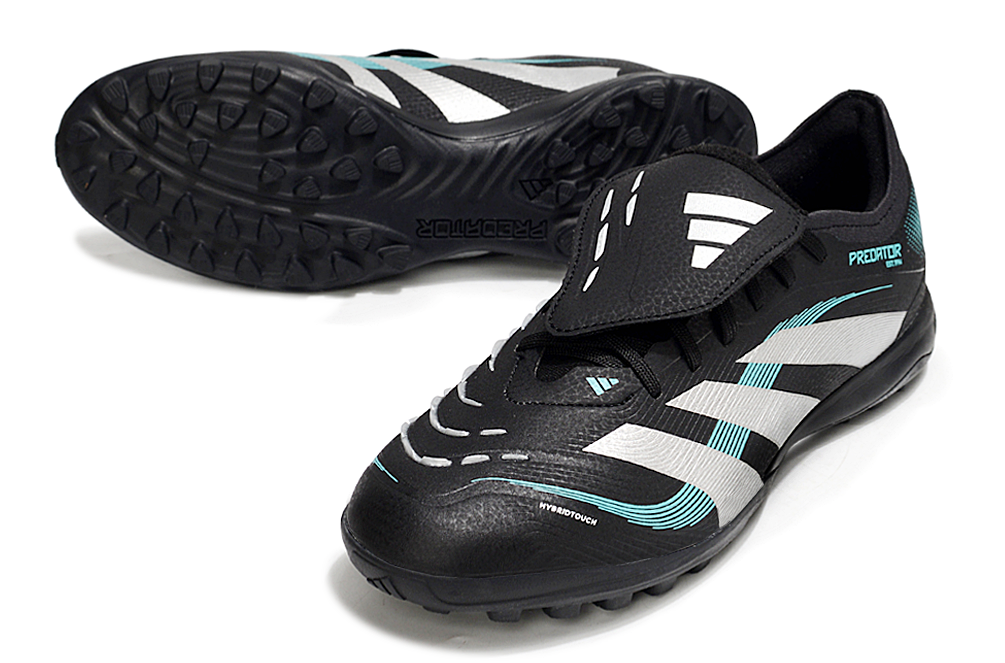 Chuteira Adidas Predator Elite Fold-Over Tongue TF - Preta, Prata e Azul