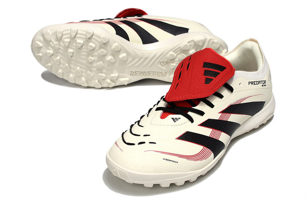 Chuteira Adidas Predator Elite Fold-Over Tongue TF - Begê, Preta e Vermelha