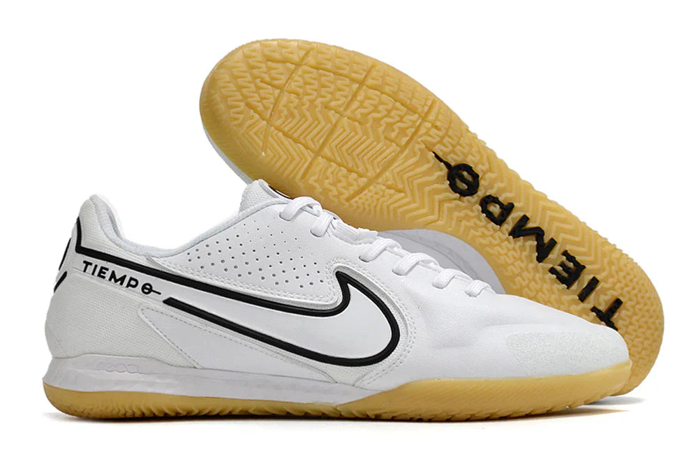 Chuteira Futsal Nike Tiempo Legend 9 Elite IC Branco vista lateral e inferior