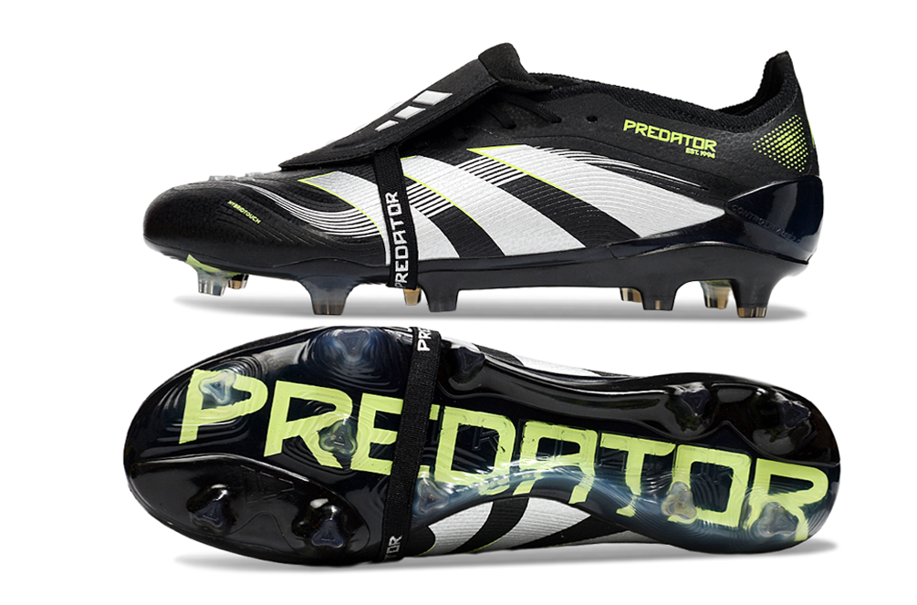 Chuteira Adidas Predator Elite Fold-Over Tongue FG - Preta, Verde e Branca