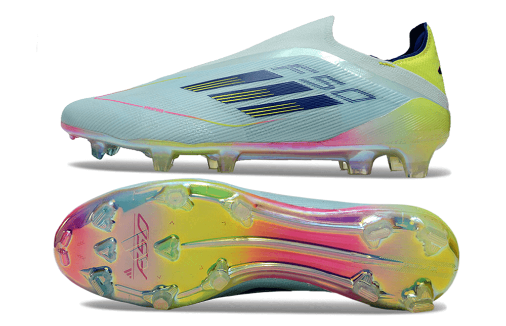Chuteira Adidas F50 LL FG - Azul e Verde com design inovador e solado refletivo para ótima performance em campo.