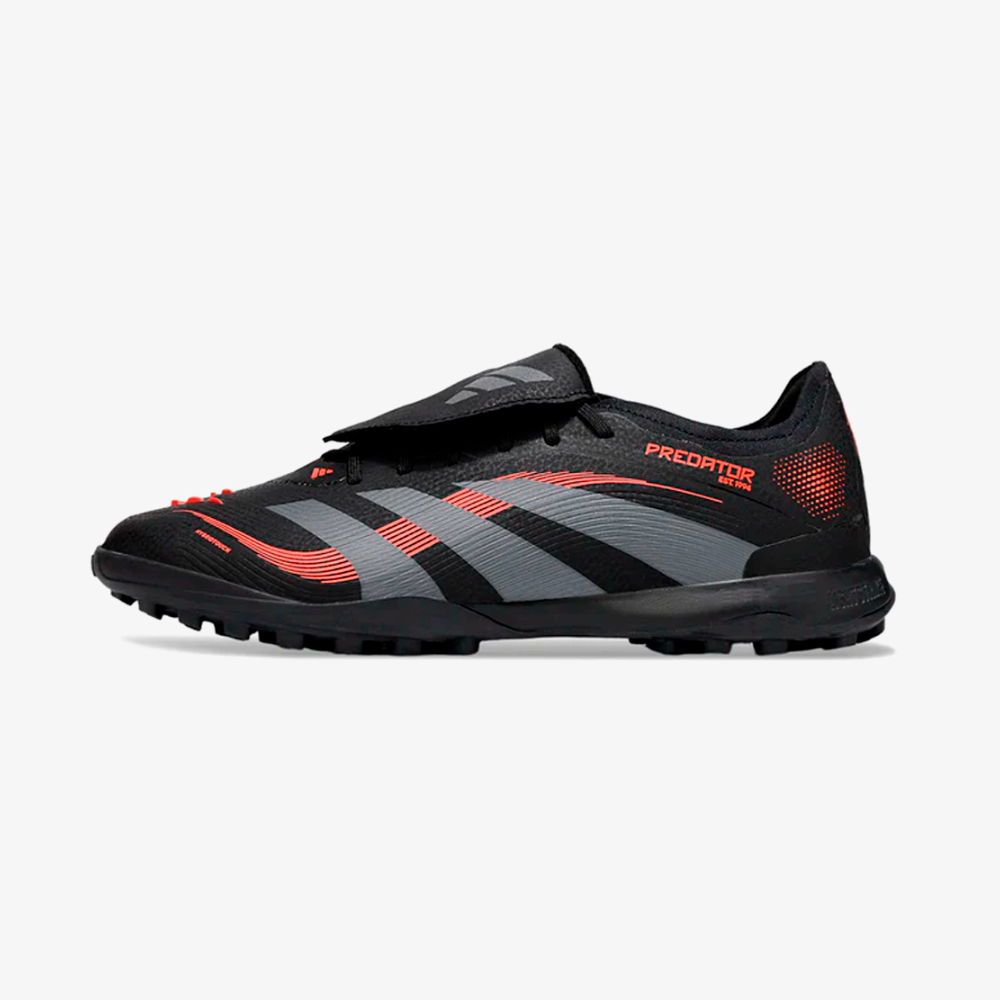 Chuteira Adidas Predator Elite Fold-Over Tongue TF - Preta, Cinza e Vermelha