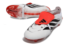 Chuteira Adidas Predator Elite FG 26 "Finishers Steel" branca com sola FG para estabilidade e tração.