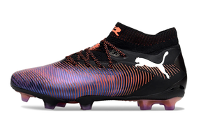 Chuteira Puma 8 Ultimate FG Preta e Roxa - Neymar, ideal para desempenho em campo.