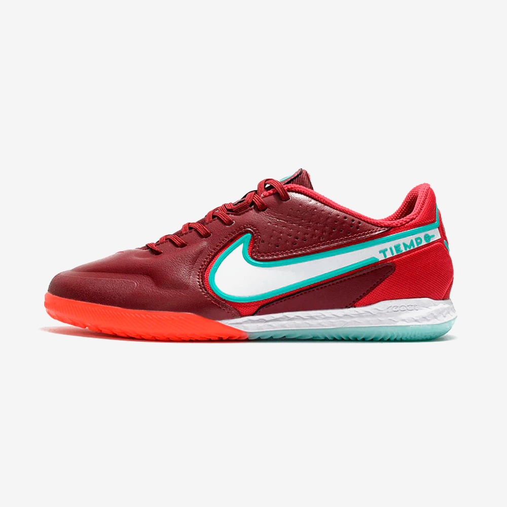 Chuteira Futsal Nike Tiempo Legend 9 Elite IC Vermelho, ideal para performance em quadras.
