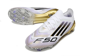 Chuteira Adidas F50 FG Elite Branca e Dourada
