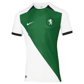 Camisola de futebol Sporting Third 24/25 verde e branco da Nike, com design moderno e logotipo estampado.
