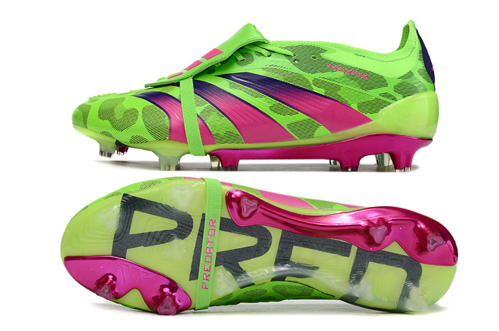 Chuteira Adidas Predator Elite Tongue FG - Verde e Rosa