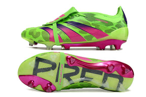 Chuteira Adidas Predator Elite Tongue FG - Verde e Rosa