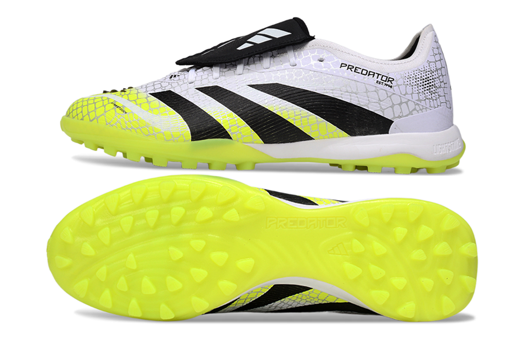 Chuteira Adidas Predator Elite Fold-Over Tongue TF - Branca, Preta e Verde