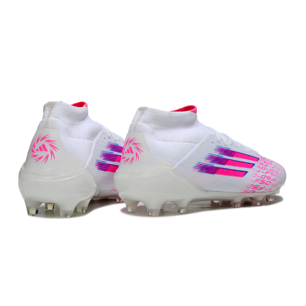Chuteira Adidas F50 FG Elite Bota - Branca e Rosa