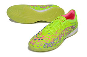 Chuteira Futsal Adidas Predator Elite Fold-Over Tongue IC - Verde, Rosa e Roxa