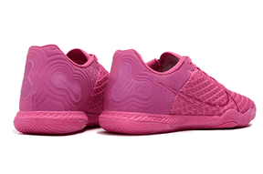 Chuteira Futsal Nike React Gato IC - Rosa em vista traseira, destaque para design e cor vibrante.