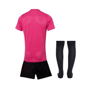 Conjunto Infantil - Camisola de futebol rosa e meias pretas, edição especial Outubro Rosa 24/25.