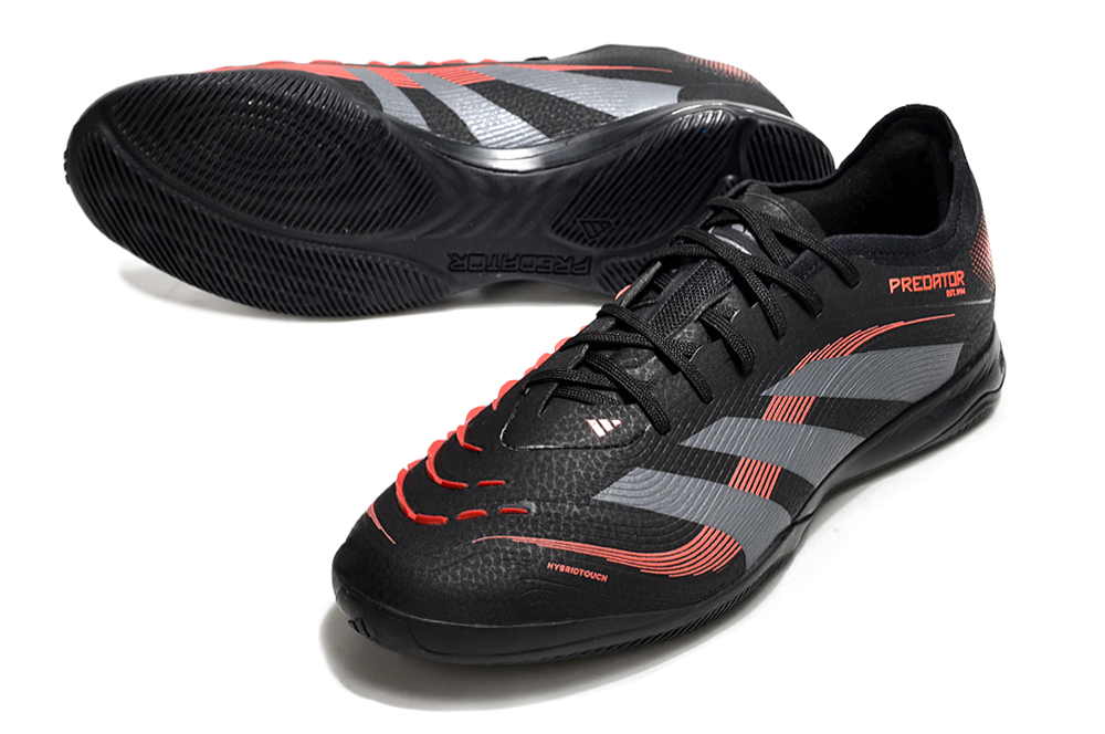 Chuteira Futsal Adidas Predator 24 Elite IC Preta com design moderno e sola IC para melhor desempenho em quadra.
