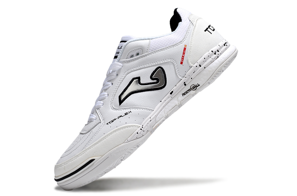 Chuteira Futsal Joma Top Flex Rebound IC Branca e Prata