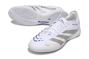 Chuteira Futsal Adidas Predator Elite Fold-Over Tongue IC - Branca, Cinza e Dourada