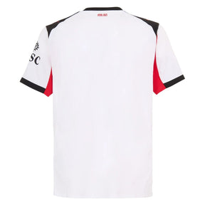 Camisa branca de jogo visitante AC Milan 25/26, vista traseira, ideal para torcedores do time.