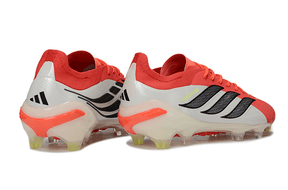 Chuteira Adidas Predator Elite FG 26 - "Finishers Steel" - Vermelha e Branca com design icônico e tecnologia avançada.
