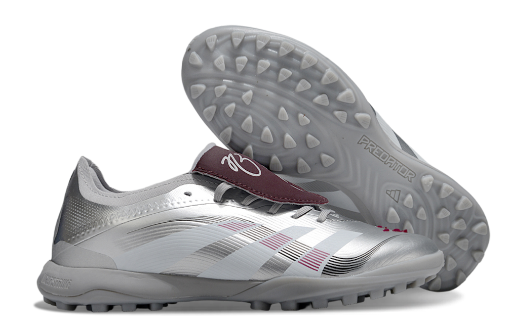 Chuteira Adidas Predator Elite Fold-Over Tongue TF - Prata, Branca e Vermelha