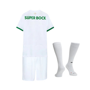 Conjunto Infantil - Sporting Taça das Taças 23/24, uniforme camisa branca com meia, OLYMPIC STORE.