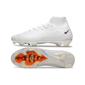 Chuteira Nike Air Zoom Mercurial Superfly Air Max 95 Elite FG Branca, vista lateral e sola em destaque.