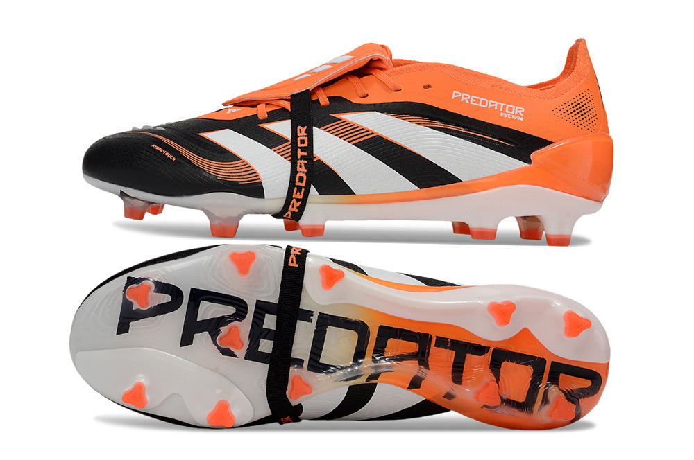 Chuteira Adidas Predator Elite FG Tongue Preta e Laranja