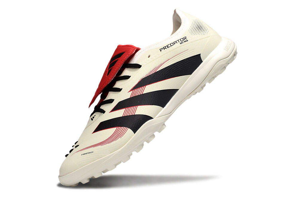 Chuteira Adidas Predator Elite Fold-Over Tongue TF - Begê, Preta e Vermelha