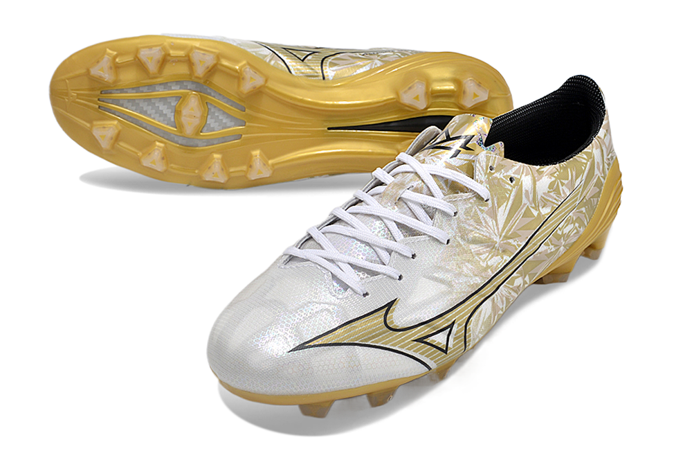 Chuteira Mizuno Alpha II FG Special Edition Golden
