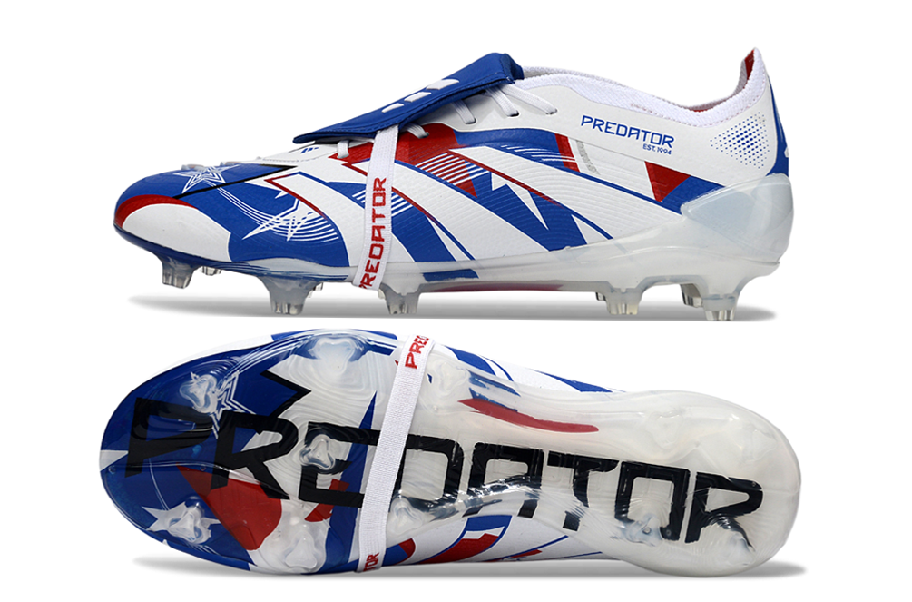 Chuteira Adidas Predator Elite FG Tongue Branca, Azul
