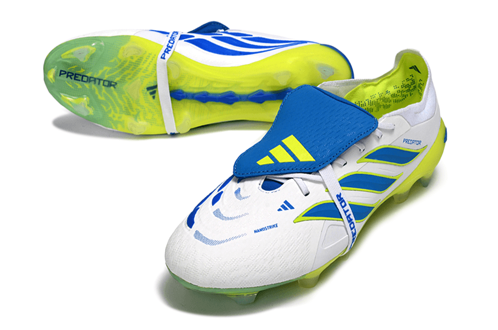 Chuteira Adidas Predator Elite FG 26 - "Finishers Steel" - Branca e Amarela