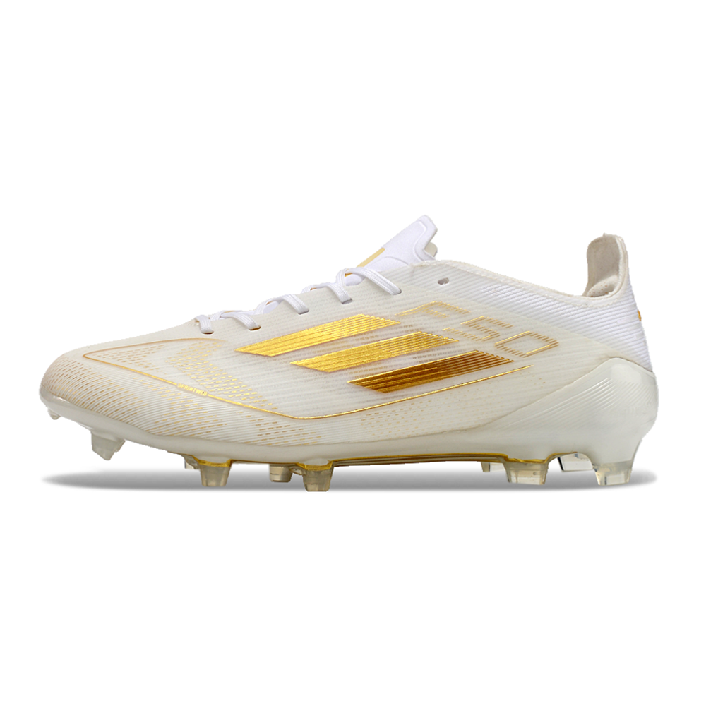 Chuteira Adidas F50 FG Elite Branca e Dourada