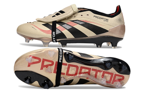 Chuteira Adidas Predator Elite Fold-Over Tongue FG - Dourada, Preta e Vermelha