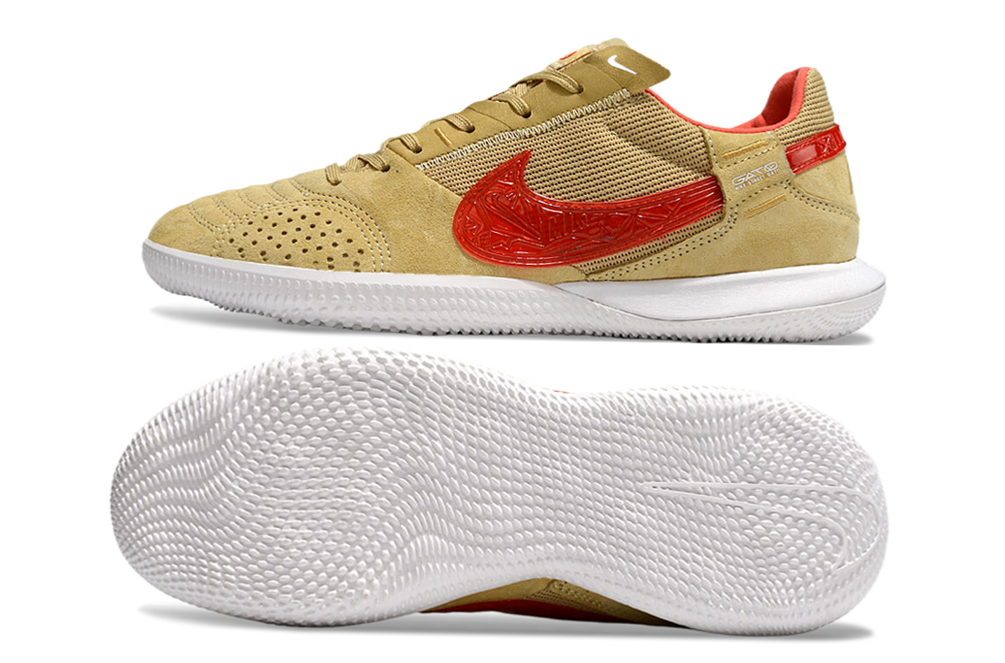 Chuteira Futsal Nike Street Gato IC - Bege e Vermelha