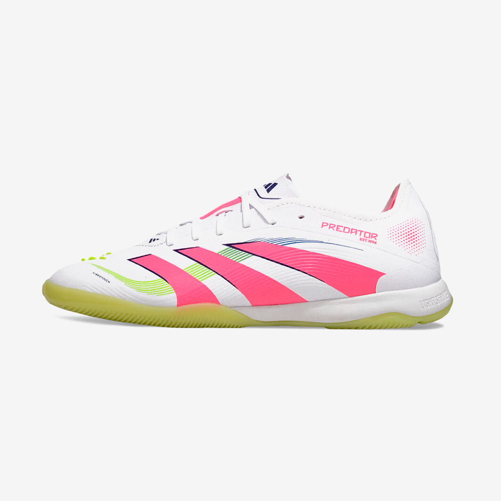 Chuteira Futsal Adidas Predator Elite Fold-Over Tongue IC - Branca, Verde, Rosa e Roxa