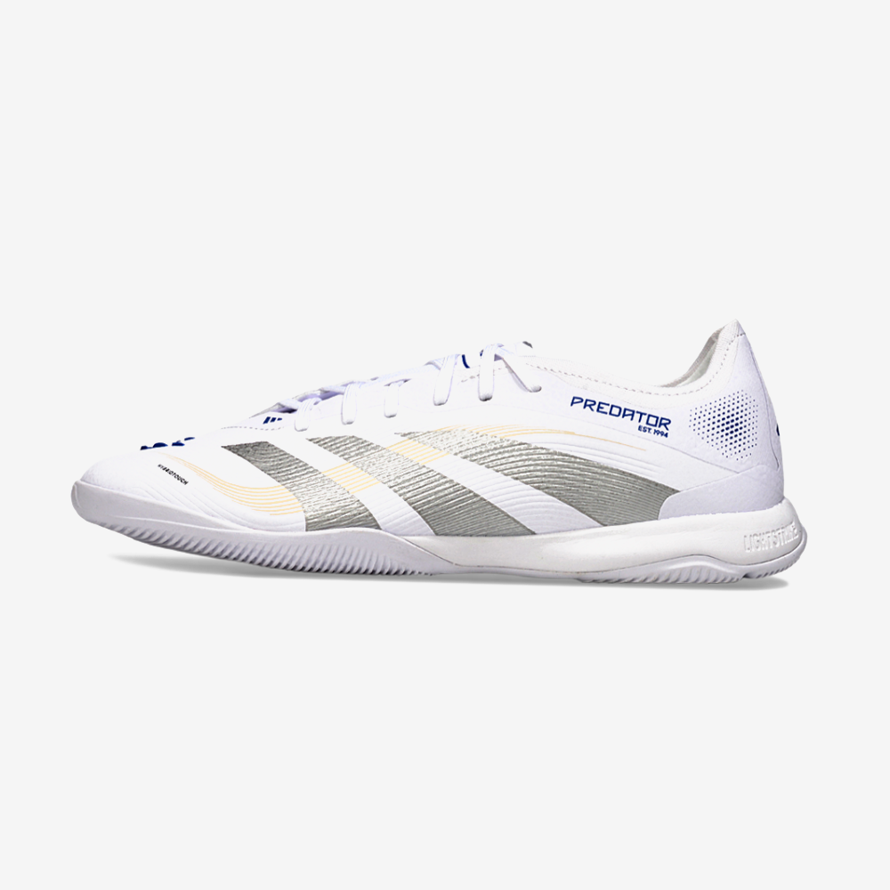 Chuteira Futsal Adidas Predator Elite Fold-Over Tongue IC - Branca, Cinza e Dourada