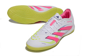 Chuteira Futsal Adidas Predator Elite Fold-Over Tongue IC - Branca, Verde, Rosa e Roxa