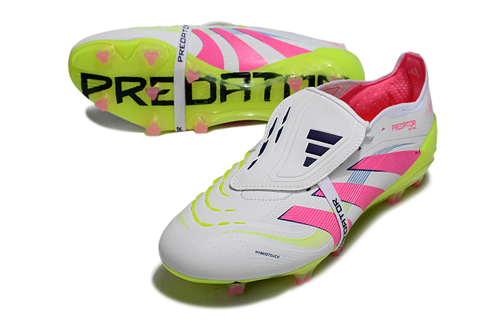 Chuteira Adidas Predator Elite FG Tongue Branca e Rosa