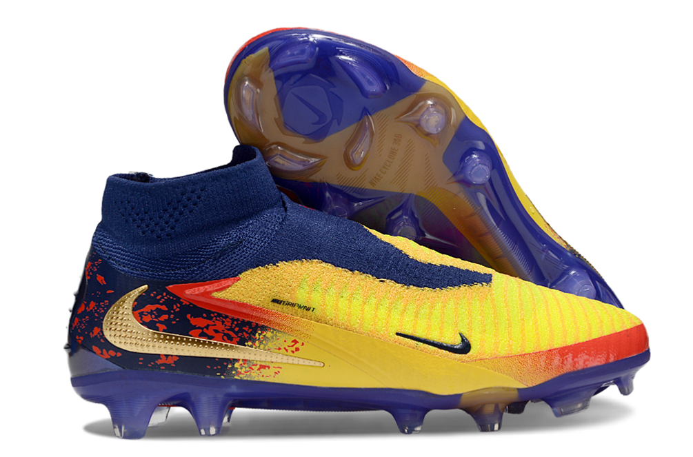 Chuteira Nike Phantom 6 Elite Edição Especial Haaland FG - Azul, Amarela e Vermelha